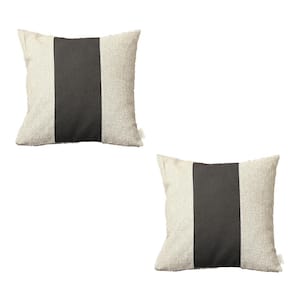 Boho-Chic Handcrafted Jacquard Gray & Black 18 in. x 18 in. Square Solid Throw Pillow Cover Set of 2