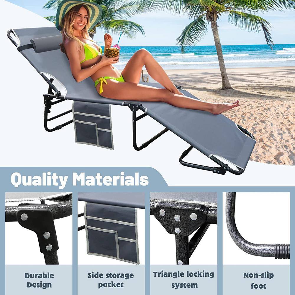 Buy Adjustable 4Position Adults Reclining Folding Chaise with Pillow