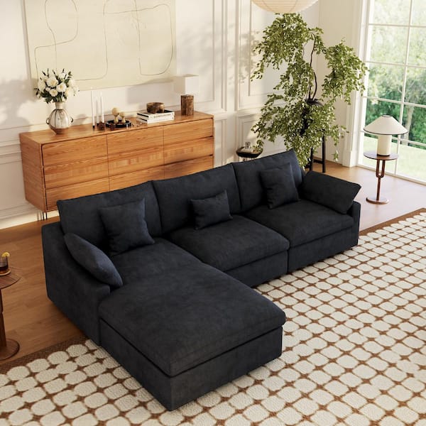 J&E Home Oversized 119.3 in. W Slope Arm Linen Down Feather