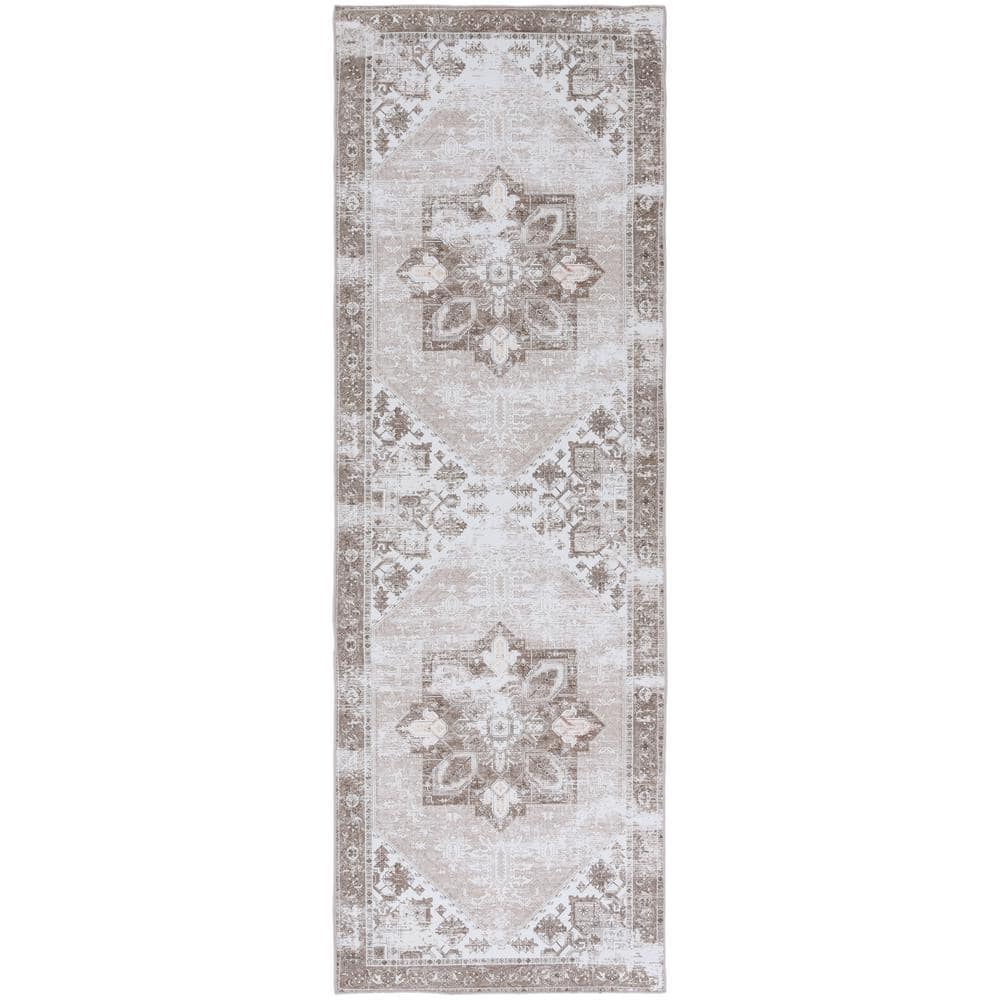 SAFAVIEH Tuscon Sage/Ivory 3 ft. x 16 ft. Machine Washable Border  Distressed Runner Rug TSN102W-216 - The Home Depot