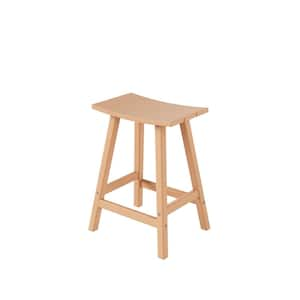 Franklin Teak 24 in. Poly HDPE Fade Resistant Outdoor Patio Saddle Seat Counter Height Bar Stool (Set of 2)