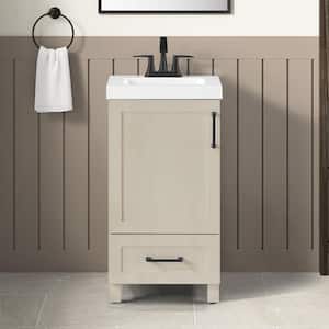 Tobana 18 in. Single Sink Freestanding Beige Bath Vanity with White Ceramic Top (Assembled)