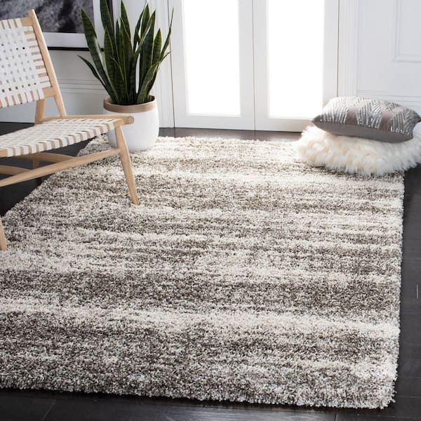 SAFAVIEH Hudson Shag 7 ft. x 7 ft. Ivory/Gray Marble Square Area Rug ...