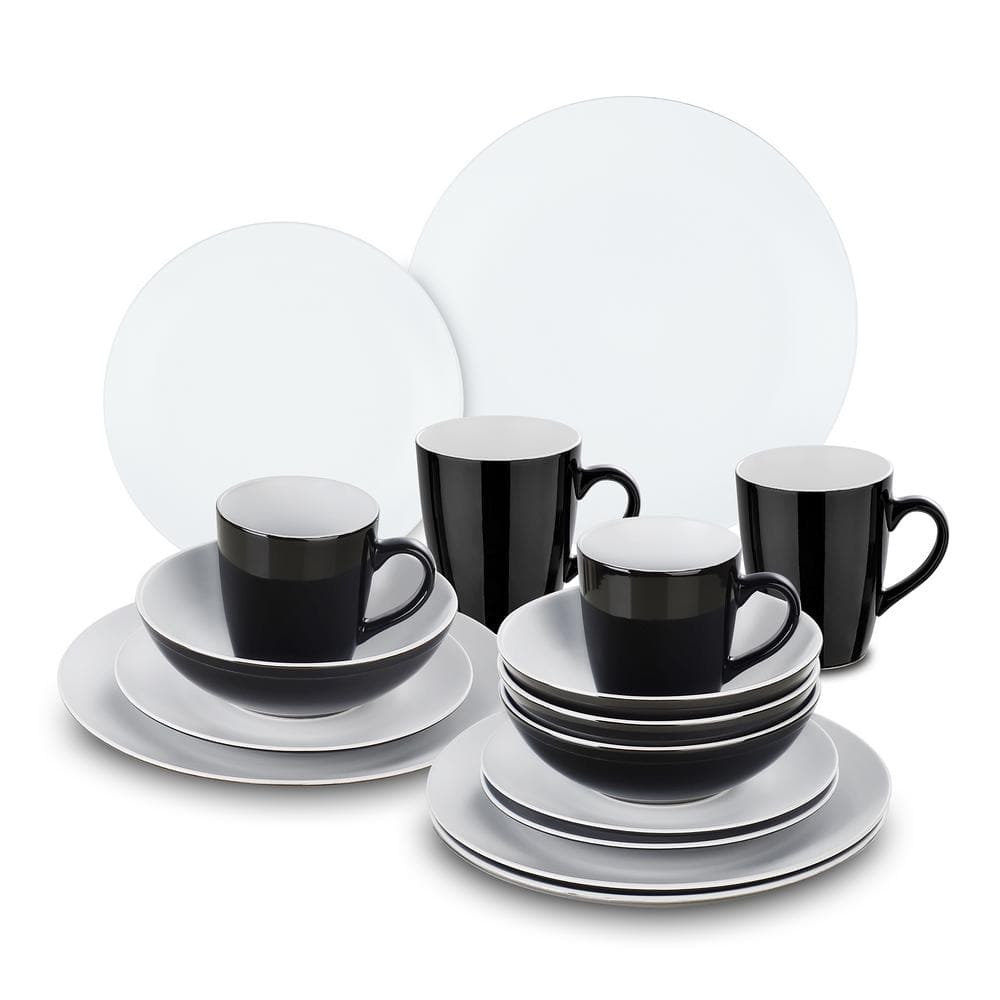 Lento 16-Pieces Matte White Stoneware Dinnerware Set (Service for 4) -  vancasso, VC-LENTO-WT-SL