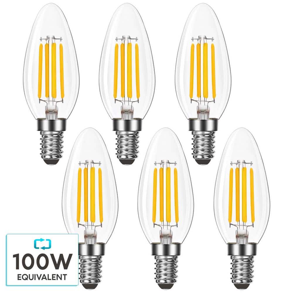 Vintage Clear Glass Dimmable LED Candelabra Light Bulbs