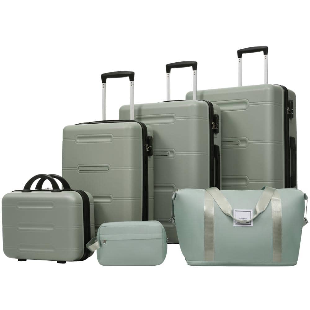 Nestfair 6 of Pieces Light Green ABS Hardshell Luggage Set with