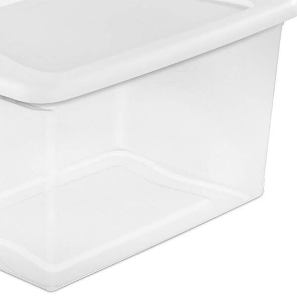 Sterilite 64 Quart Clear Plastic Storage Bin with White Latch Lid, 12