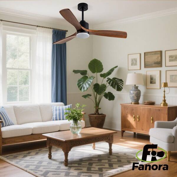 Fanora 52 in. Black Wood Ceiling Mounted Low Profile Standard