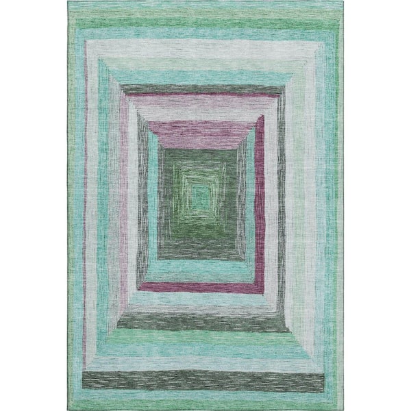 Mayfield Premium Machine Washable Abstract AMF1957 Teal 10 ft. x 14 ft. Area Rug