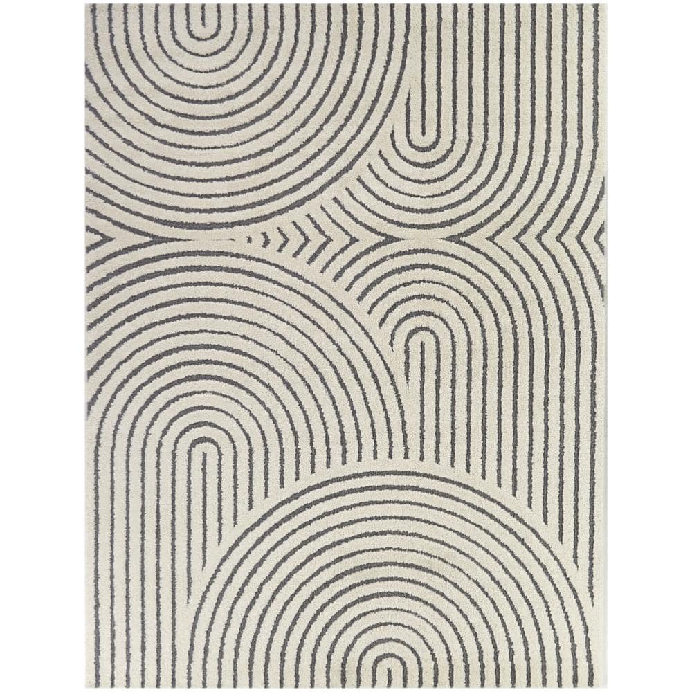 Caserio Cream/Grey 7 ft. x 9 ft. Abstract Area Rug