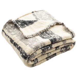 Imani 50 in. x 60 in. Dark Gray/Light Gray Knit Throw Blanket