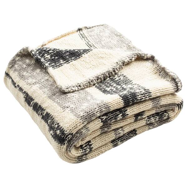 SAFAVIEH Imani 50 in. x 60 in. Dark Gray/Light Gray Knit Throw Blanket