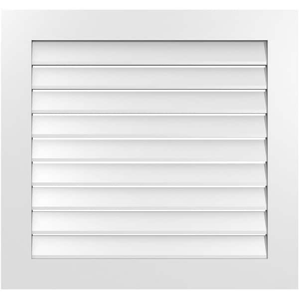 Ekena Millwork 34 in. x 32 in. Vertical Surface Mount PVC Gable Vent: Functional with Standard Frame