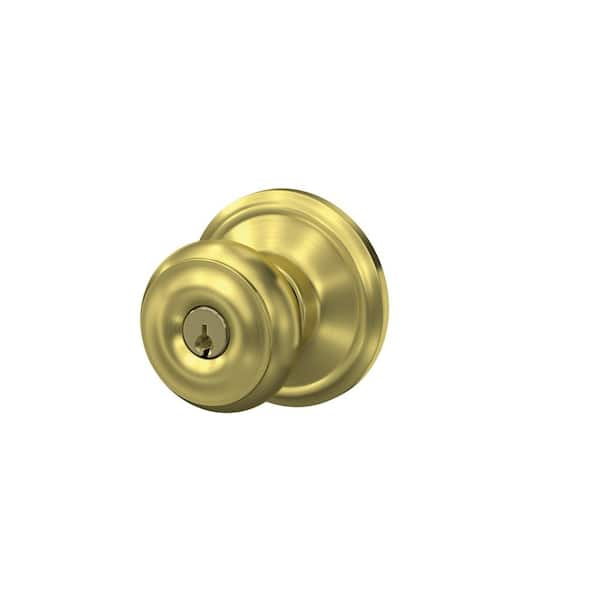 Bowery Satin Nickel Keyed Entry Door Knob with Greyson Trim