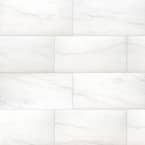 Alexandra White 12 in. x 24 in. Matte Porcelain Marble Look Floor and Wall Tile (16 sq. ft./Case)