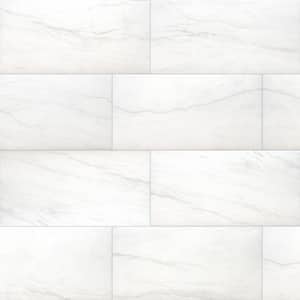 Alexandra White 12 in. x 24 in. Matte Porcelain Marble Look Floor and Wall Tile (16 sq. ft./Case)