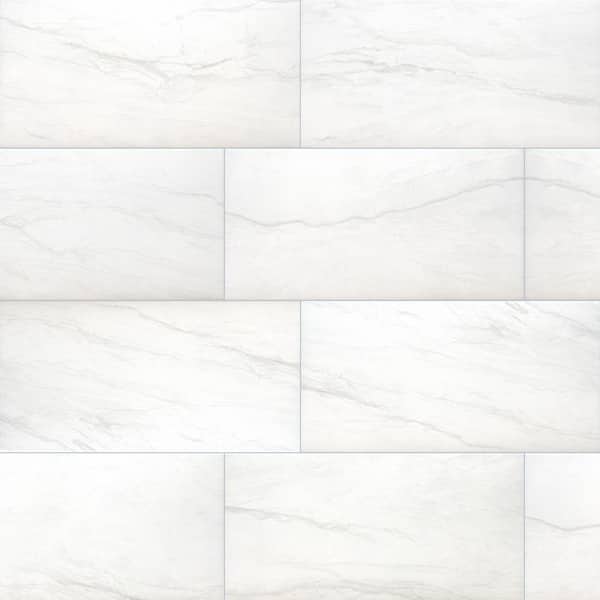 MSI Alexandra White 12 in. x 24 in. Matte Porcelain Marble Look Floor and  Wall Tile (16 sq. ft./Case) NHDALEX12X24 - The Home Depot