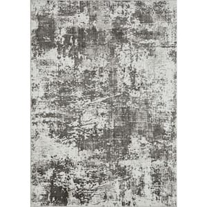 Rhane Alenzi Gray 9 ft. 10 in. x 12 ft. 10 in. Abstract Polypropylene Area Rug