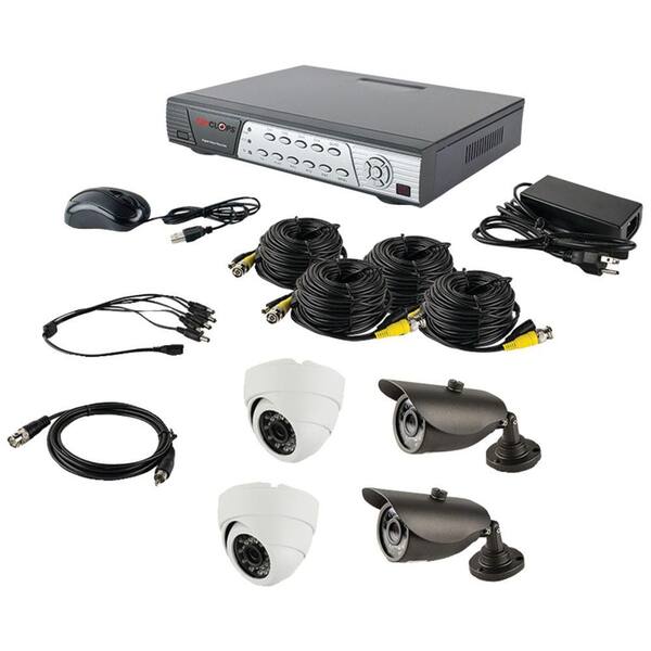 SPYCLOPS 4-Channel D1 500 DVR Kit with 2 Dome Cameras and 2 Bullet Cameras