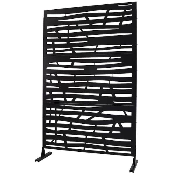 76 in. H x 48 in. W Steel Garden Fence Freestanding Outdoor Privacy Screen in Black