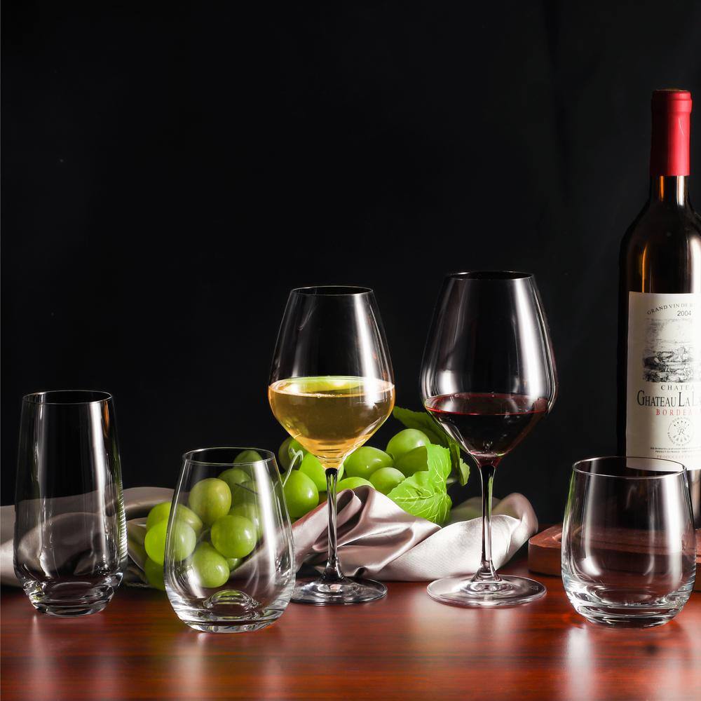 15.5-Ounce Clear Lead-Free Crystal Stemless Wine Glass Set