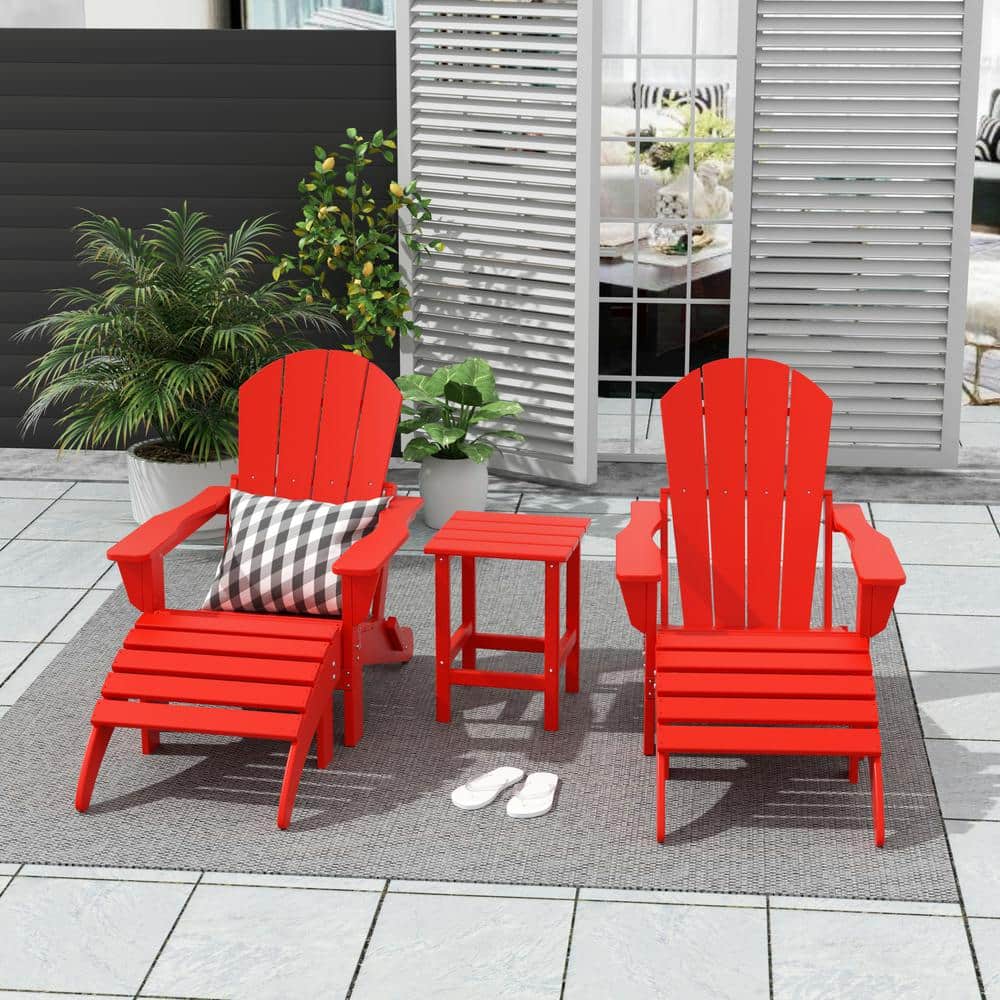 Red Plastic Adirondack Armchair Set for 2, 32" x 35.25"