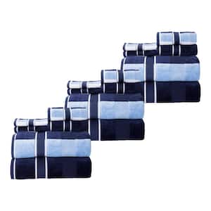 18-Piece Navy Blue Cotton Towel Set