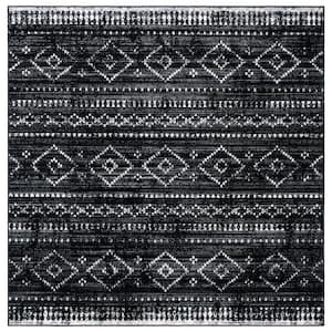 Montage Gray/Black 7 ft. x 7 ft. Distressed Aztec Indoor/Outdoor Patio  Square Area Rug