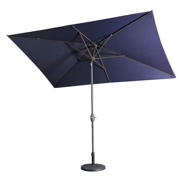 maocao hoom 6.5 ft. x 10 ft. Market Rectangular Patio Umbrella Steel Pole with Push Button Tilt And Crank in Navy