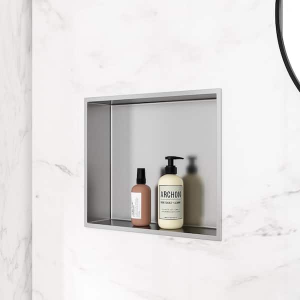 Sarlai 18 in. W x 3.94 in. H x 14 in. D Stainless Steel Shower Niche Set of 1 Piece in Brushed