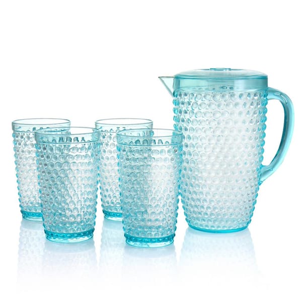 Gibson Home Malone 5 Piece Plastic Pitcher And Tumbler Set 21 Oz Light Blue  - Office Depot