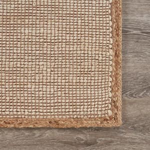 Classic Interwoven Jute Blend Area Rug LR03385 7 ft. 9 in. x 9 ft. 9 in. Tan/Off-White