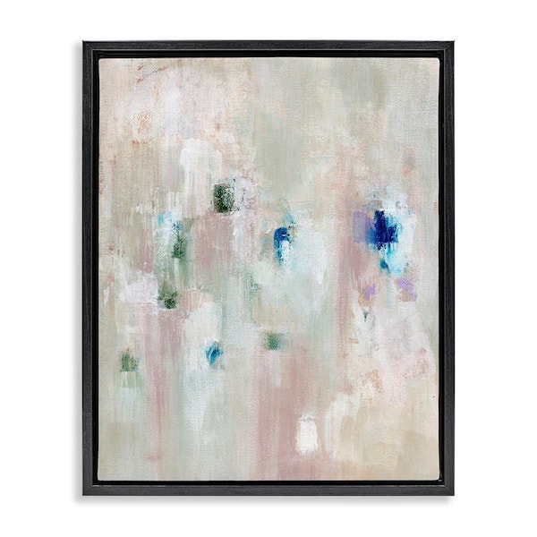 Stupell Industries Neutrals with Blue Spots by Nikita Jariwala Black Floater Frame Abstract Graphic Art Print 31 in. x 25 in.