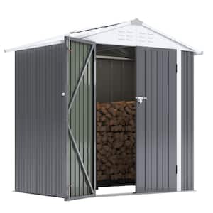 6 ft. W x 4 ft. D Outdoor Storage Metal Shed Utility Patio Shed for Garden and Backyard 24 sq. ft. in Gray