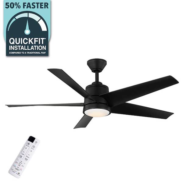 Ainslee 54 in. Indoor/Covered Outdoor Matte Black Ceiling Fan with DC Motor, Color Changing LED and Remote Control