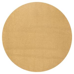 Haze Solid Low-Pile Mustard 4 ft. Round Area Rug