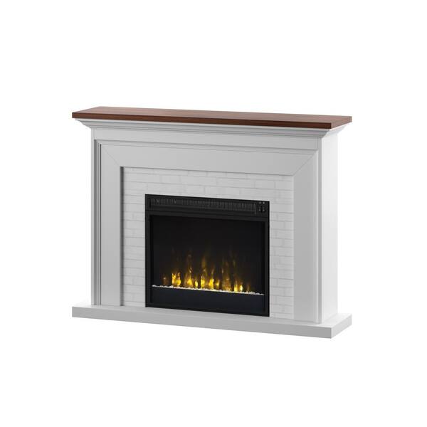 Twin Star Home Farmhouse 47.38 in. Freestanding Electric Fireplace Wall  Mantel with Faux Brick in White 23WM6623-TPT01S - The Home Depot