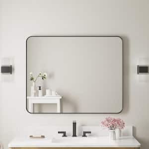 Bella 40 in. W. x 32 in. H Rectangular Aluminum Framed Wall-Mounted Bathroom Vanity Mirror in Matte Black