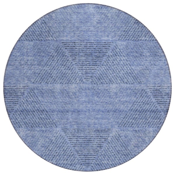 Addison Rugs Chantille Machine Washable Indoor/Outdoor Abstract ACN777 Blue 8 ft. x 8 ft. Area Rug