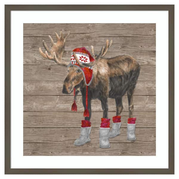 Amanti Art Warm in the Wilderness Moose by Tara Reed 25 in. W x 25 in. H. Wood Framed Wall Art Print Framed in Gray