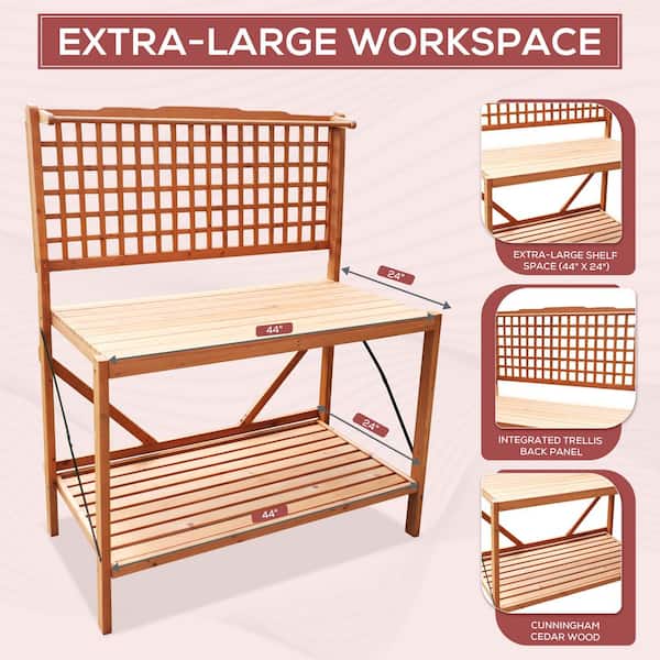 northbeam Extra Large Workspace Natural Wood Folding Potting Bench