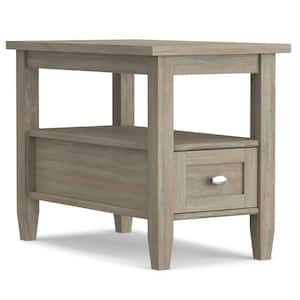 Warm Shaker Solid Wood 14 in. Wide Rectangle Transitional Narrow Side Table in Distressed Grey