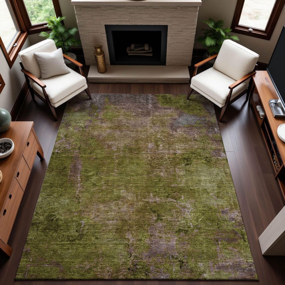 Mayfield Premium Machine Washable Abstract AMF1287 Green 5 ft. x 7 ft. 6 in. Area Rug price history on PriceWatchPro