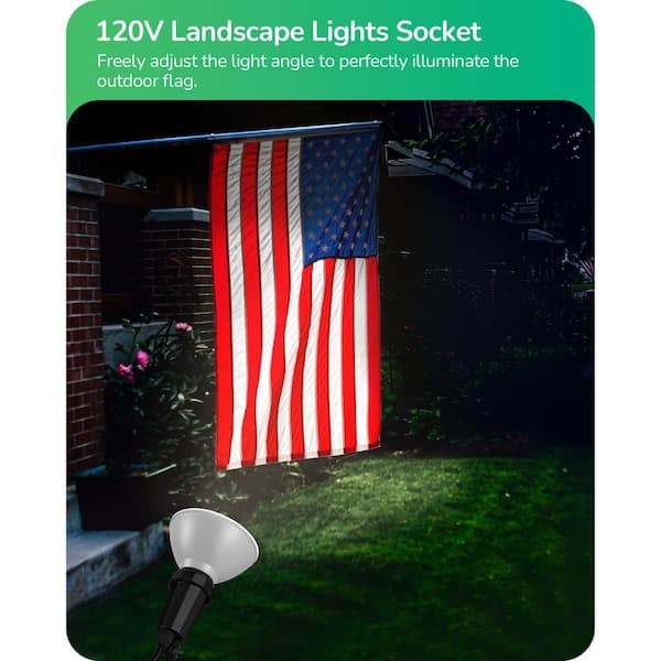 EDISHINE HGSL11A 120 Volt Black Plug in Outdoor Waterproof Spotlight with 6 ft. Cord No Bulbs Included
