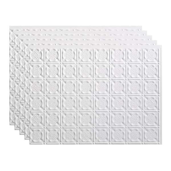 Fasade 18.25 in. x 24.25 in. Traditional Vinyl Backsplash Panel in Matte White (5-Pack)