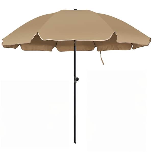 6.5 ft. Patio Umbrella Market Umbrella for Outdoor Table Garden Backyard Beach in Tan