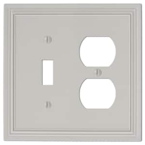 Hallcrest 2 Gang 1-Toggle and 1-Duplex Metal Wall Plate - Gray