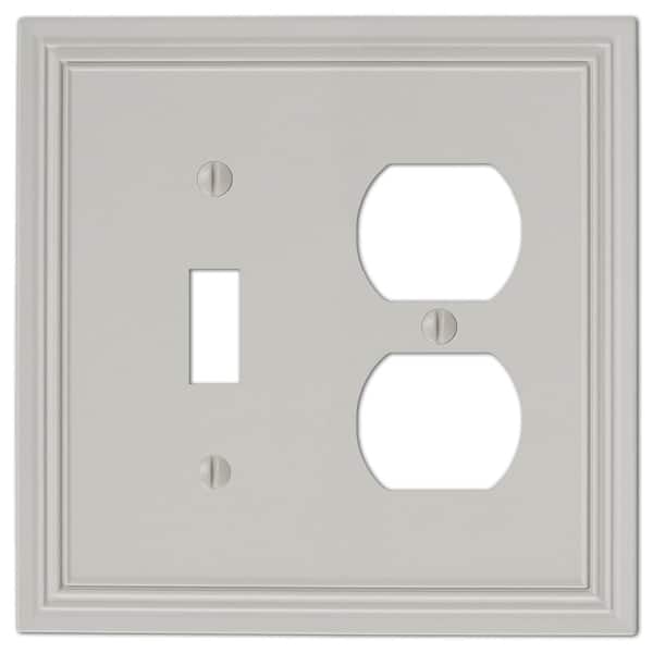 AMERELLE Hallcrest 2 Gang 1-Toggle and 1-Duplex Metal Wall Plate - Gray