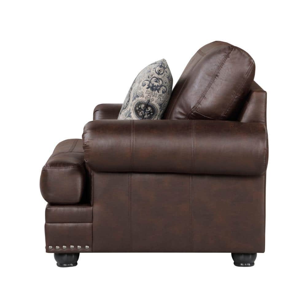 Rich Brown Microfiber Accent Chair with Nailhead Trim