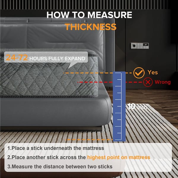 King Medium Hybrid Memory Foam 14 in. Breathable and Cooling Motion Isolation Mattress with CertiPUR-US and OEKO-TEX